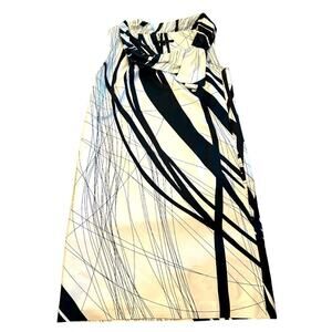 David Meister Black White Silk Dress L
